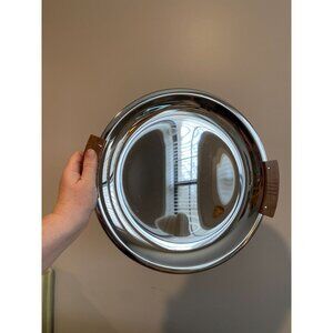 Mid-Century Modern Kromex Stainless Steel & Wood Oval Serving Tray 15"